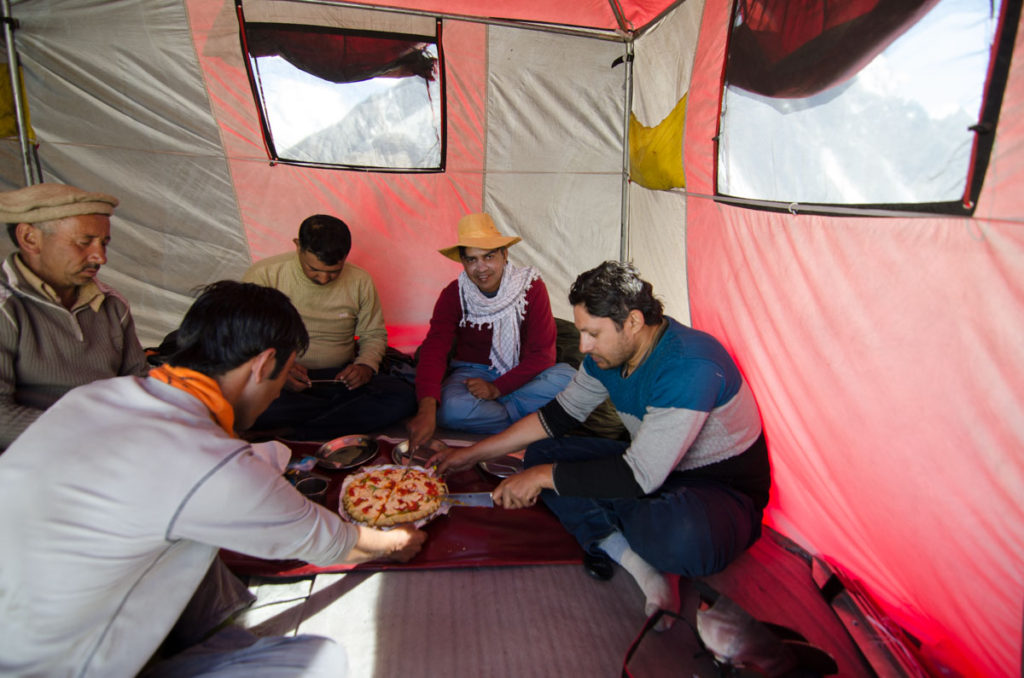 Pizza Party at Concordia in the view of K2 Base Camp